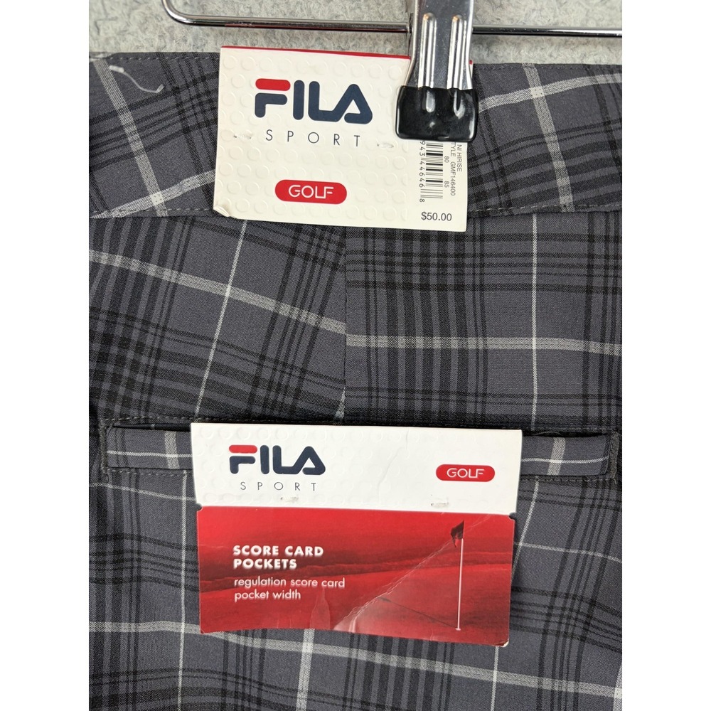 FILA Sport Golf Shorts Mens 36 Gray Plaid Microfiber Stretch 11 Inseam Men New - Picture 3 of 10